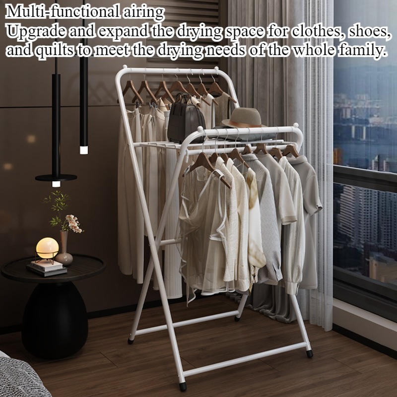 Coat Rack Standing - Clothes drying rack floor-to-ceiling household dormitory