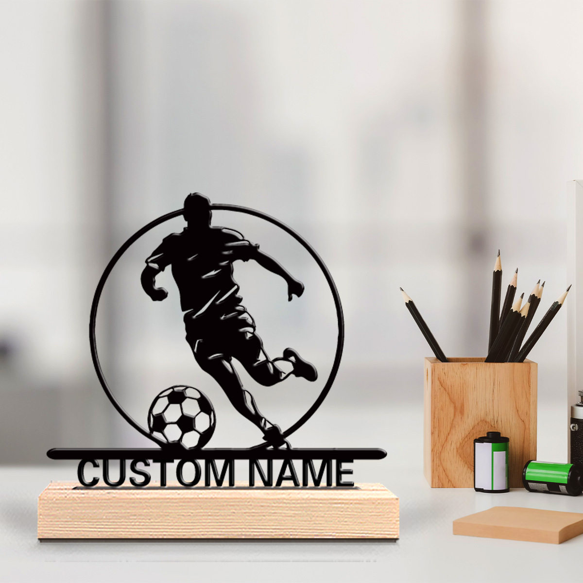 Office Furniture Custom - Custom Soccer Player Metal Statue with