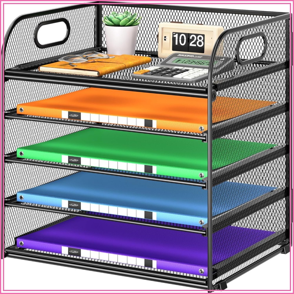 Desktop Filing Tray - 5 Tier Mesh Paper Organizer with