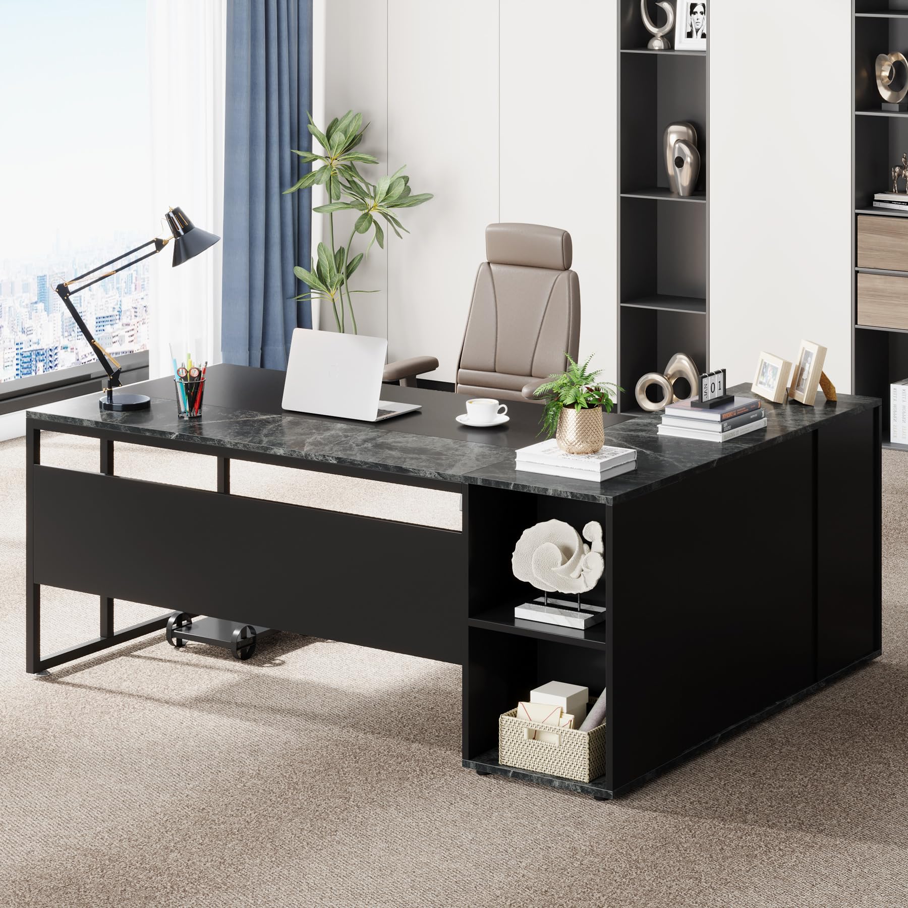 Office Furniture Cabinets - 71 inch Executive Desk, L Shaped