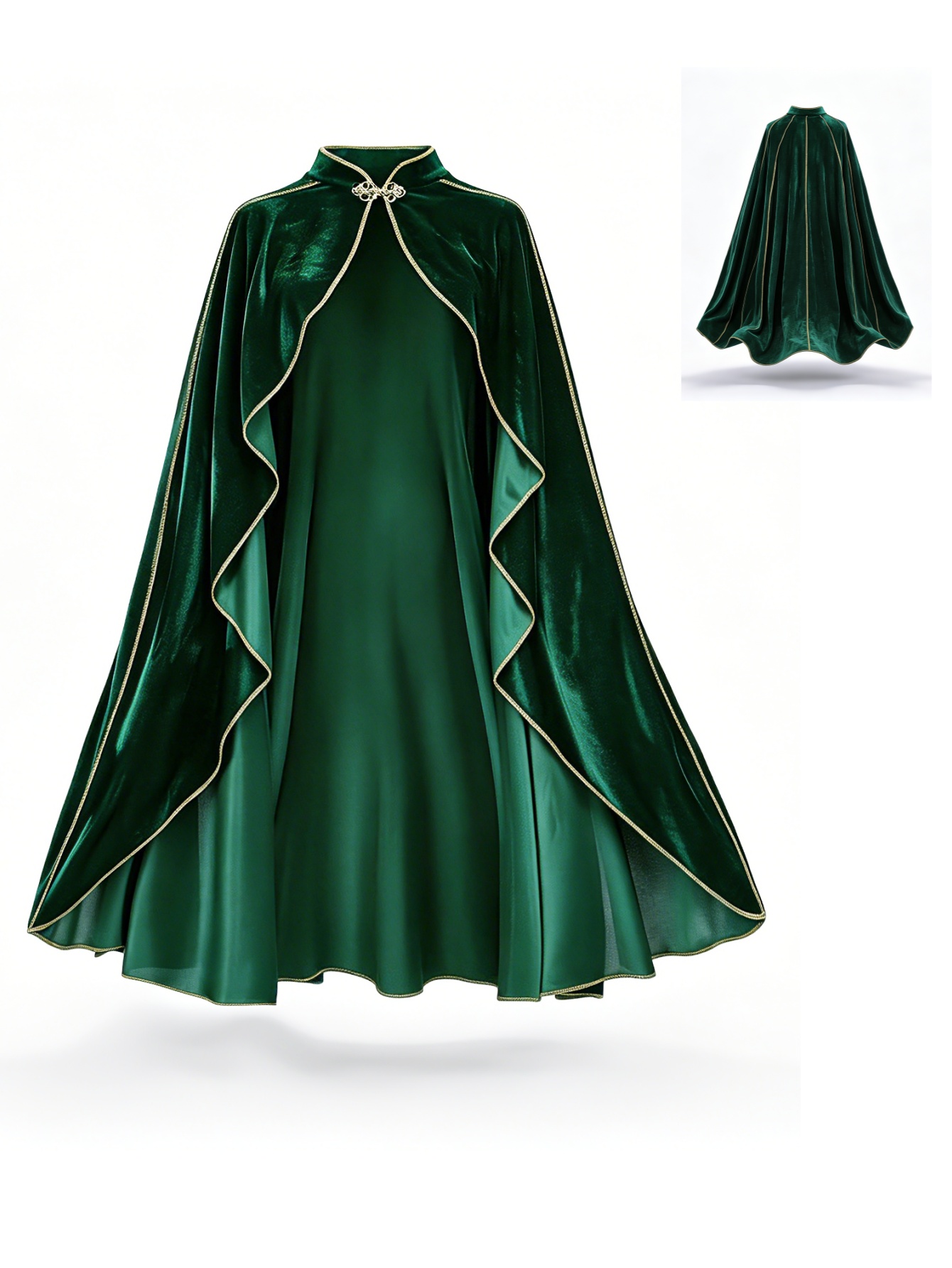 Coat Rack Standing - Women Vintage Green Velvet Cape Cloak