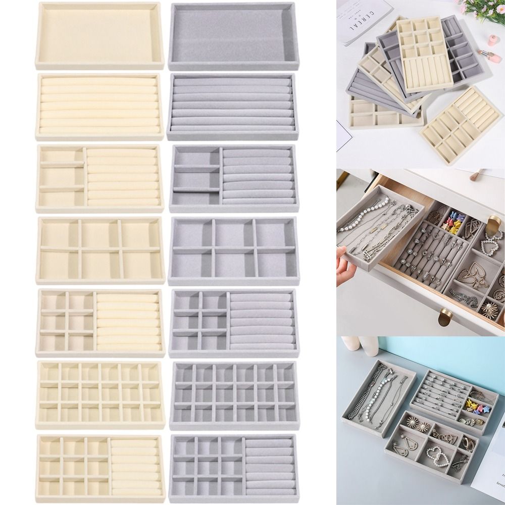 Drawer Organizer Tray - Organizer Box Stackable Velvet Jewelry Storage