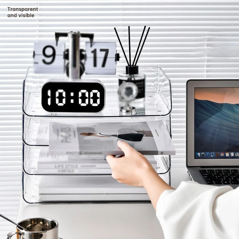 Desktop Filing Tray - Transparent Desktop File Tray Stackable Large