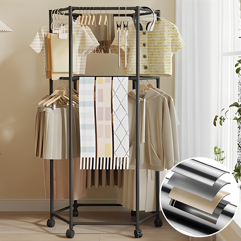 Hexagon Rotating Floor Clothes - Coat Rack Standing review and price