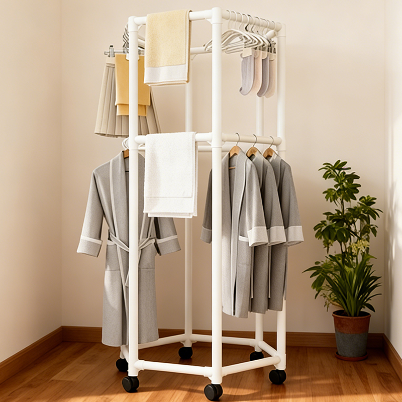 Hexagon Rotating Floor Clothes - Coat Rack Standing review and price