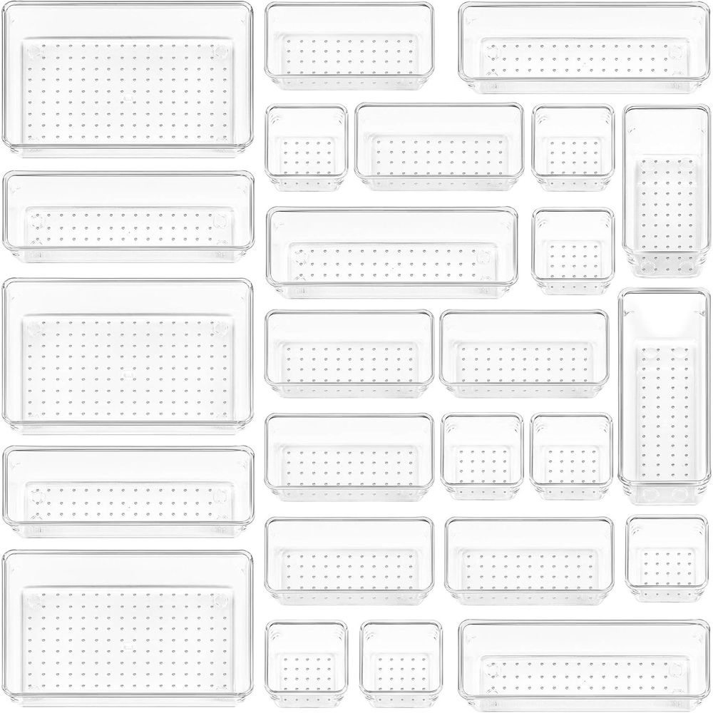 25 PCS Clear Plastic Drawer Or - Drawer Organizer Tray review and price