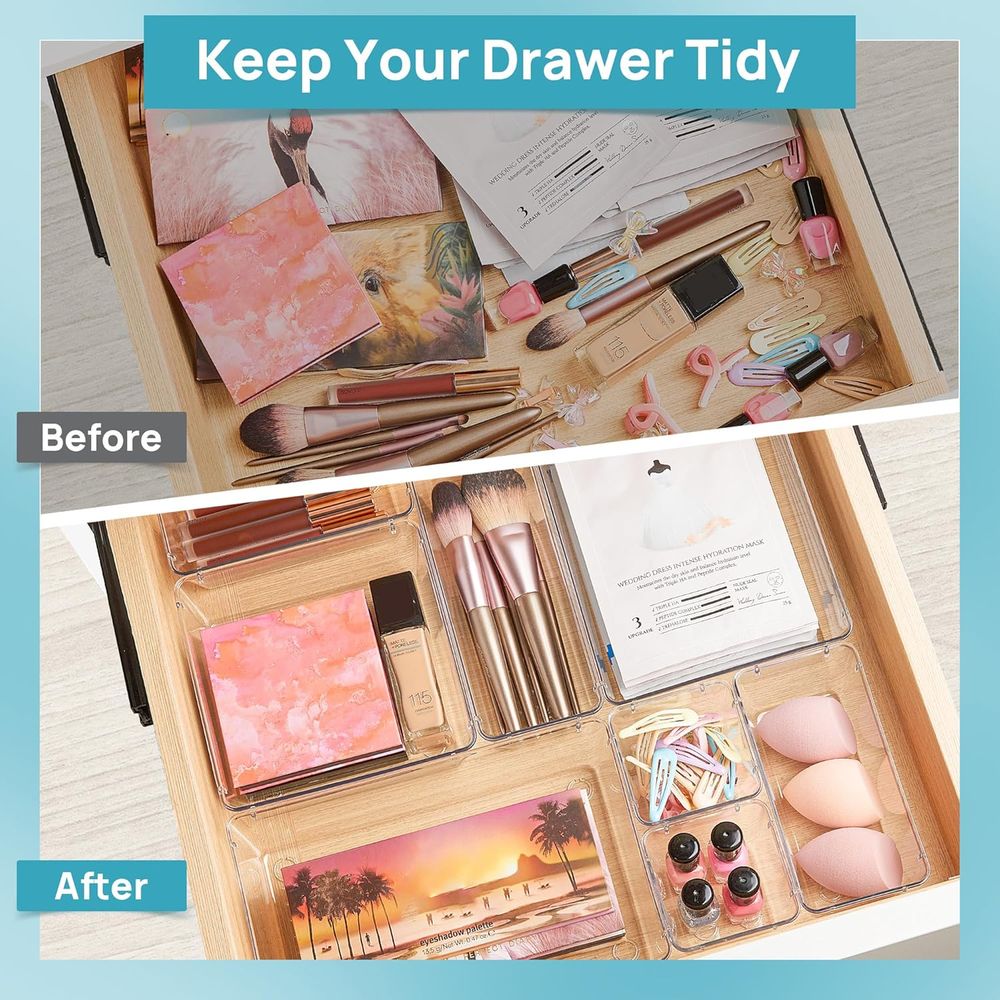 25 PCS Clear Plastic Drawer Or - Drawer Organizer Tray review and price