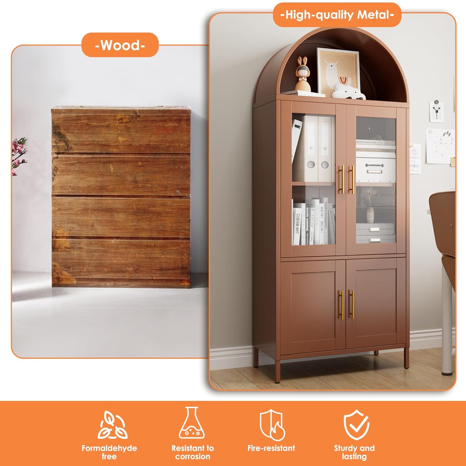 Metal Arched Bookcase Cabinet  - Office Furniture Custom review and price