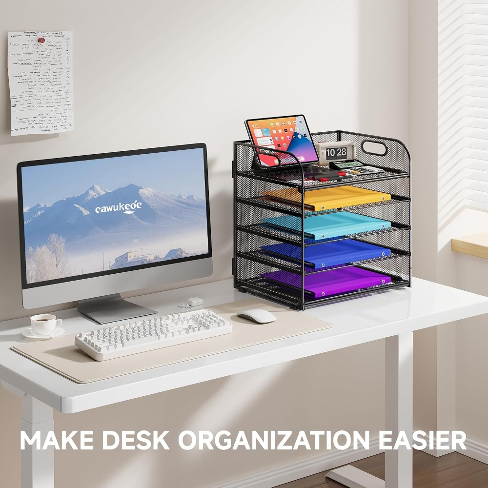 5 Tier Mesh Paper Organizer wi - Desktop Filing Tray review and price