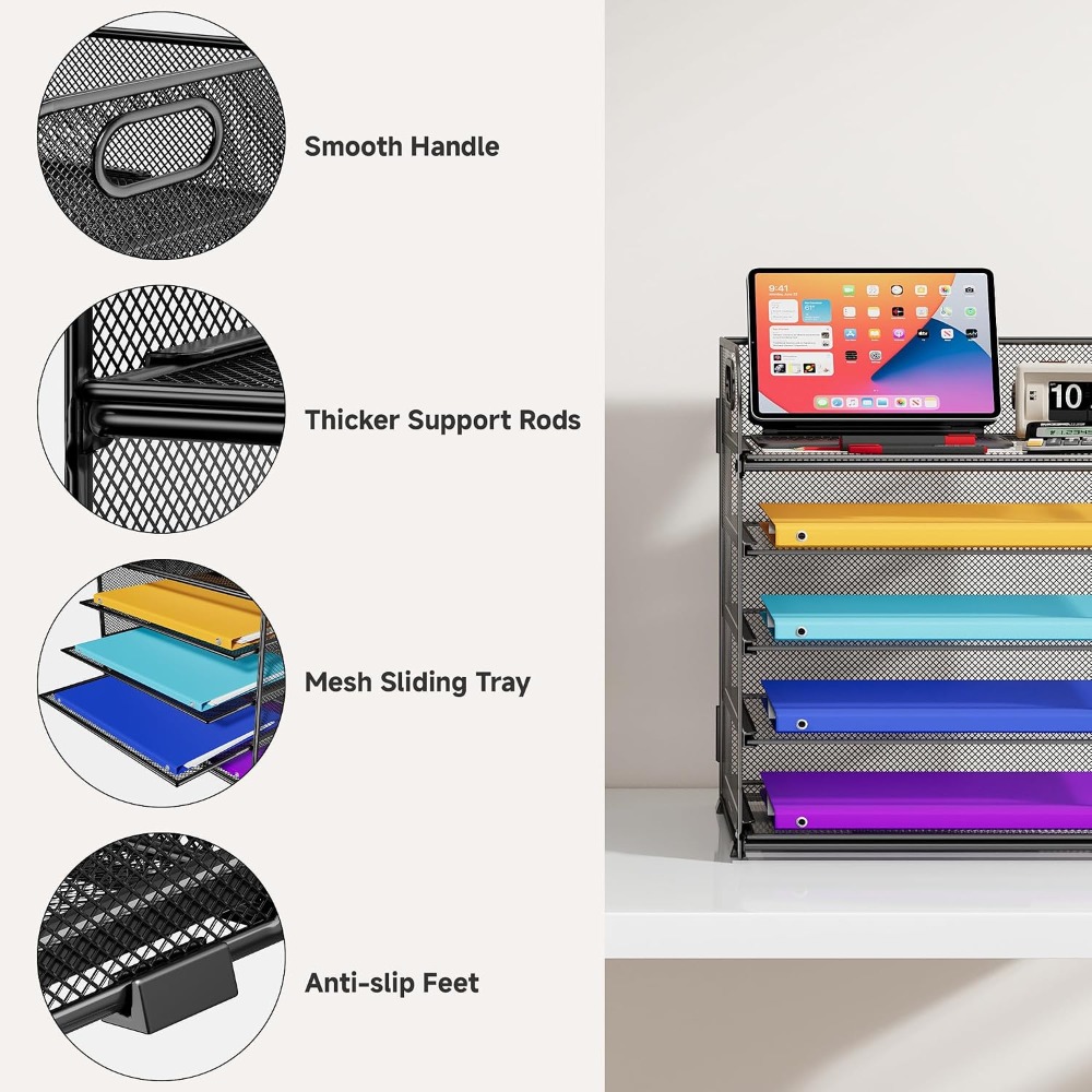 5 Tier Mesh Paper Organizer wi - Desktop Filing Tray review and price