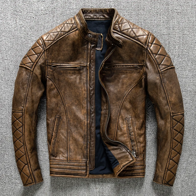 Vintage Men Leather Jacket Yel - Coat Rack Standing review and price