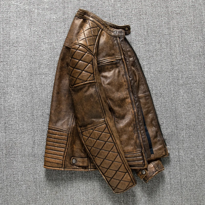 Vintage Men Leather Jacket Yel - Coat Rack Standing review and price